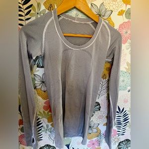 Lululemon Swiftly Tech Long Sleeve Shirt (white and black stripes)